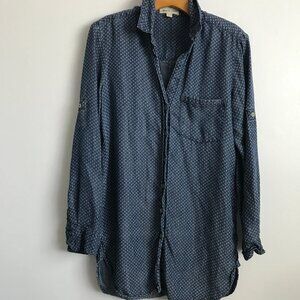 CLOTH & STONE WOMENS SHIRT DRESS BLUE CHAMBRAY ROLL TAG LONG SLEEVES SMALL